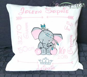 Geburtskissen Elefant Rosa